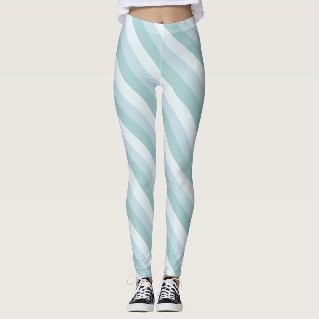 Modern Designed Trendy Chic Blue Green Template Leggings (Front)