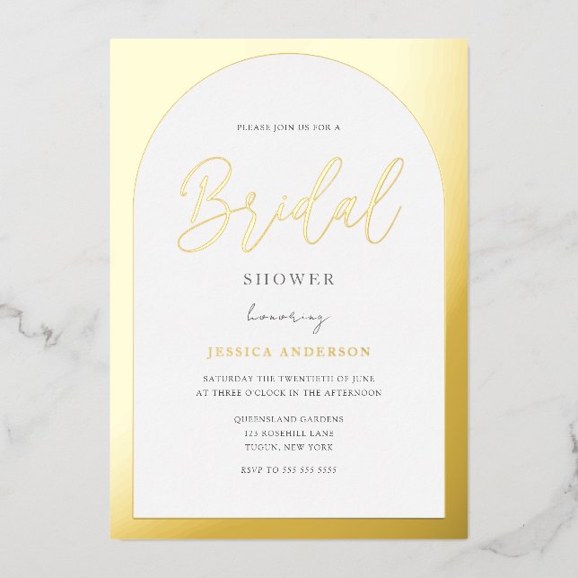 Modern Designer Gold Foil Arch Bridal Shower (Front)