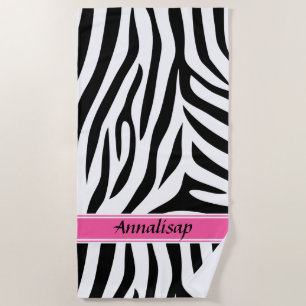 Modern designer personalised zebra stripe Ladies Beach Towel