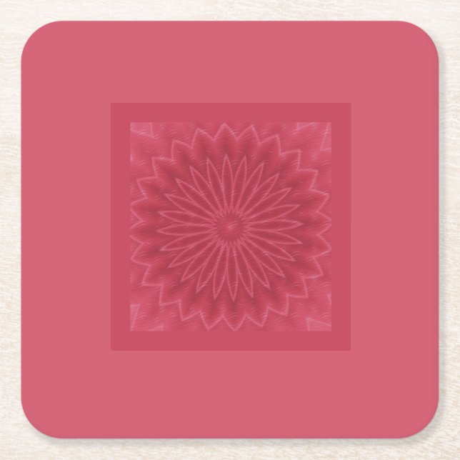 Modern Designer Pink Flower Decorative Art Print Square Paper Coaster (Front)