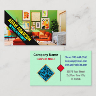 Modern Designer (Staging Home Living QR) Decorator Business Card