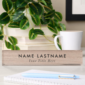 Modern desk name plate with editable name & title
