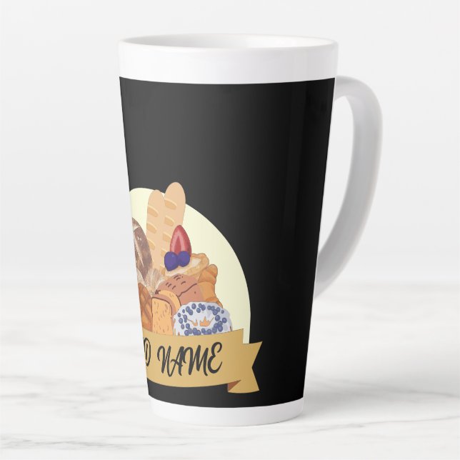 Modern dessert Bread baking bakery custom name Latte Mug (Right Angle)