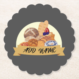 Modern dessert Bread baking bakery custom name Paper Coaster