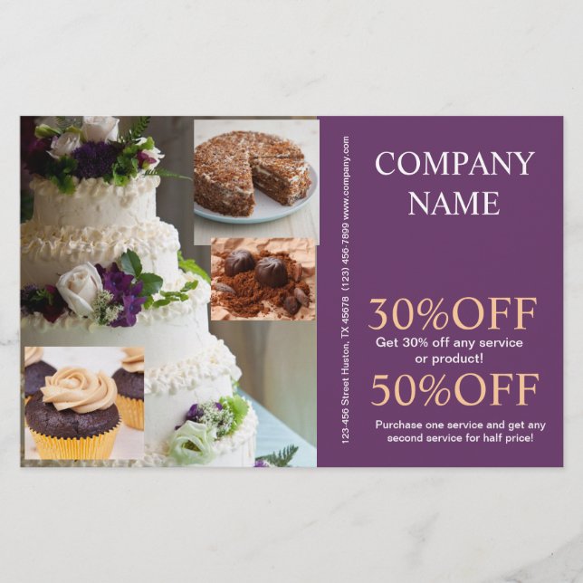 Modern dessert cake cupcake baker bakery flyer (Front)