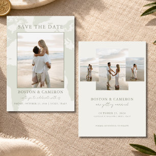 Modern Destination Wedding 4 Photo Save the Date
