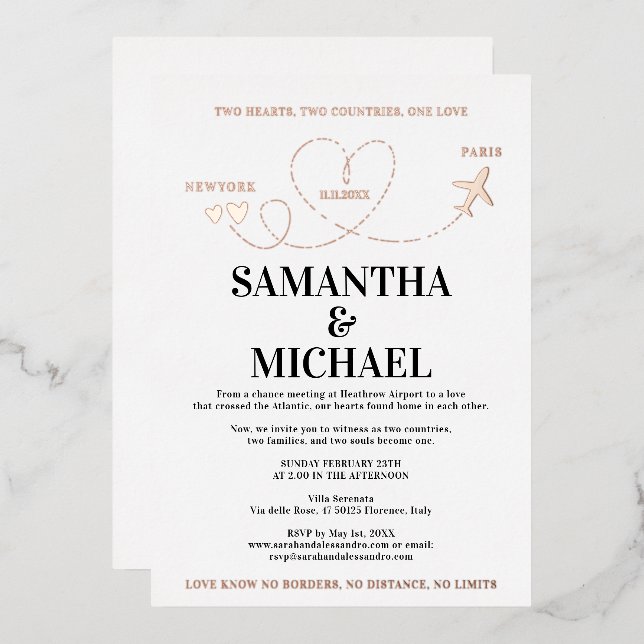 Modern Destination Wedding Airplane Heart (Front/Back)