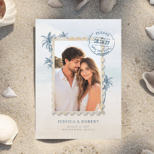 Modern Destination Wedding Photo Save The Date Invitation