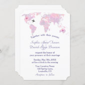 Modern Destination Wedding Watercolor World Map Invitation (Front/Back)