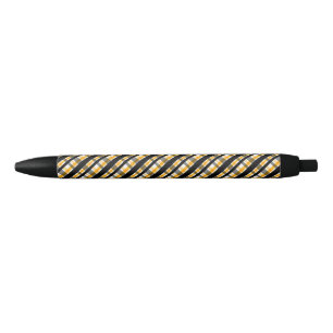 Modern Diagonal Autumn Plaid Pattern Black Ink Pen