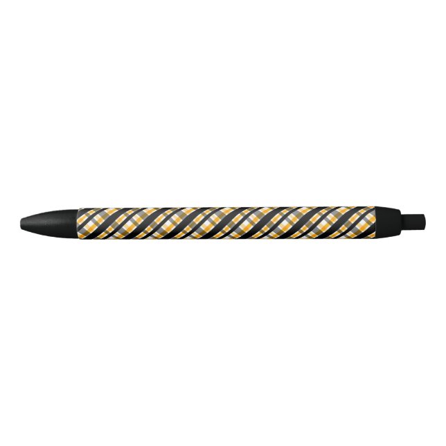 Modern Diagonal Autumn Plaid Pattern Black Ink Pen (Front)