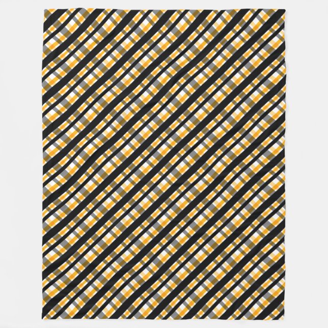 Modern Diagonal Autumn Plaid Pattern Fleece Blanket (Front)