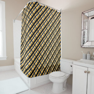 Modern Diagonal Autumn Plaid Pattern Shower Curtain
