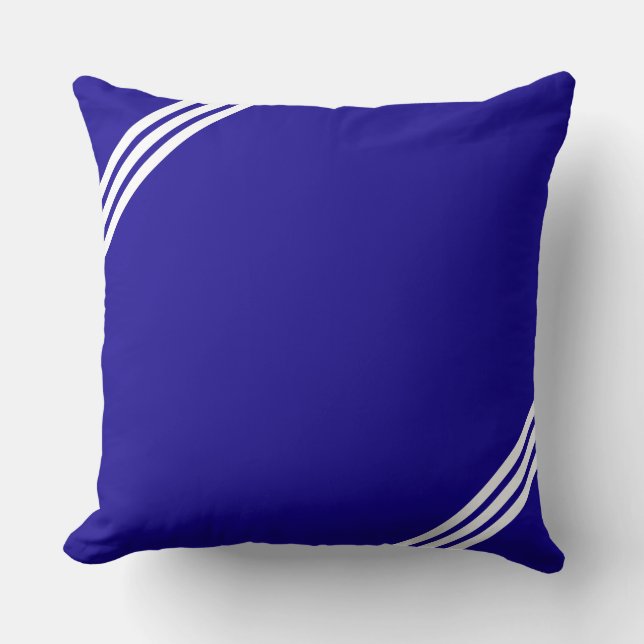Modern Diagonal Lines in Blue & White Cushion (Front)