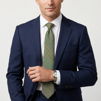 Modern Diagonal Multi-Green Striped Tie