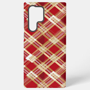 Modern Diagonal Red and White Plaid Pattern Samsung Galaxy Case