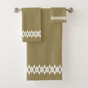 Modern Diamond Decorative Line on Lucky Beige Bath Towel Set