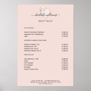 Modern Diamond Flower Price List Poster
