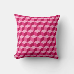 Modern Diamond Grid, Fuchsia and Light Pink Cushion