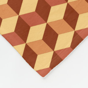 Modern diamond grid - tan, brown and rust fleece blanket