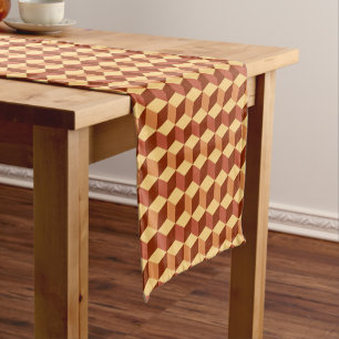 Modern diamond grid - tan, brown and rust short table runner