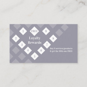 Modern Diamond Heart Loyalty Rewards Grey Lilac Business Card