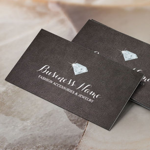 Modern Diamond Leather Background Jewellery Business Card