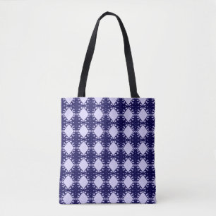 Modern diamond pattern on navy blue & periwinkle tote bag