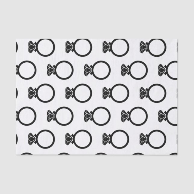 Modern Diamond Ring SIlhouettes Tissue Paper (Front)