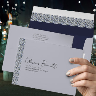Modern Diamond Silver Anniversary Invitation  Envelope