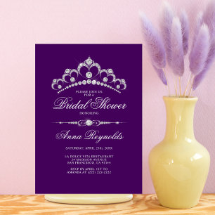 Modern Diamond Tiara BRIDAL SHOWER Purple Budget Invitation