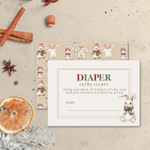 Modern Diaper Raffle Ticket of Winter Baby Shower