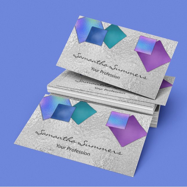 Modern Dichroic Fused Glass Art White Business Card (Creator Uploaded)