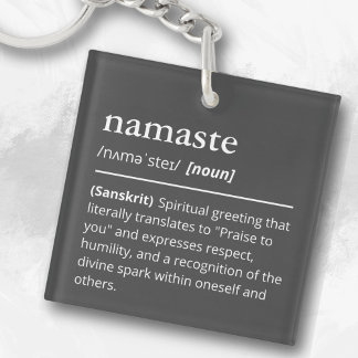 Modern Dicitonary Namaste Yoga Spiritual Black Key Ring