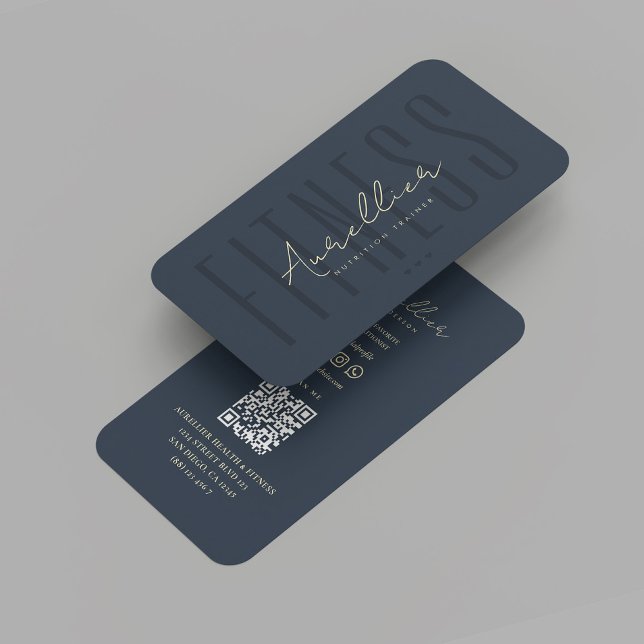 Modern Dietician Nutritionist Fitness Dark Blue Business Card (Modern Dietician Dietitian Nutritionist Fitness Trainer Professional Dark Blue Business Card
)
