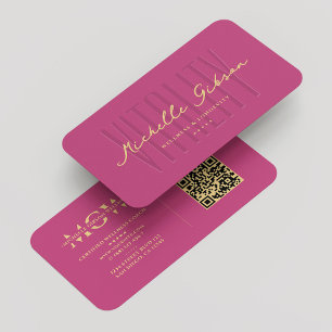 Modern Dietitian Nutritionist Pink Gold Monogram Business Card