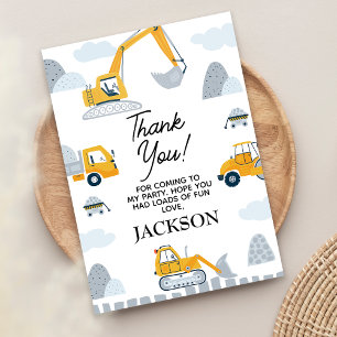Modern Dig Up Some Fun Construction Birthday Thank You Card