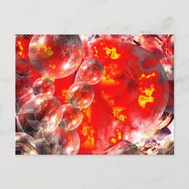 Modern Digital Abstract Balls & Fire Postcard (Front)