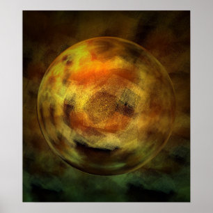 Modern Digital Abstract Sphere Print Poster
