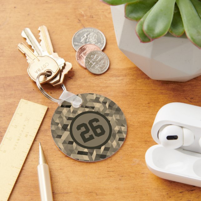 Modern Digital Camo Personalised Number Keychain (Desk)