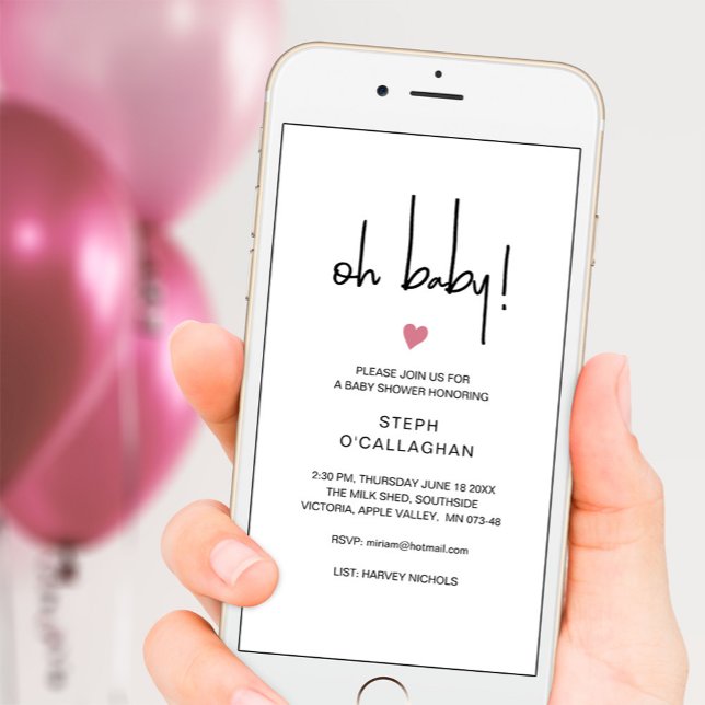 Modern Digital Girl Baby Shower Cellphone eVite Announcement (Creator Uploaded)