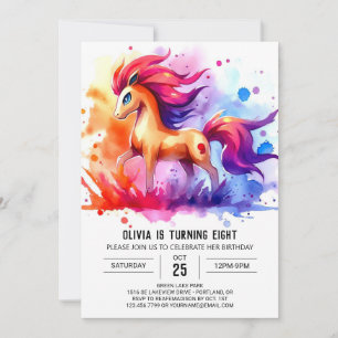 Modern Digital Horse Birthday Invitation