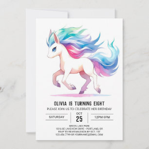 Modern Digital Horse Birthday  Invitation