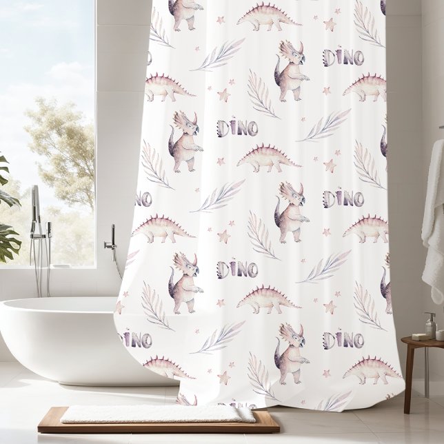 Modern Dino Dinosaur Pattern Shower Curtain (Creator Uploaded)