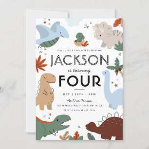 Modern Dinosaur Birthday Party  Invitation