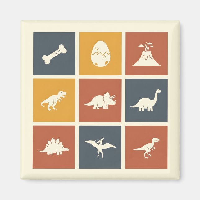 Modern Dinosaur Icon Grid Magnet (Front)