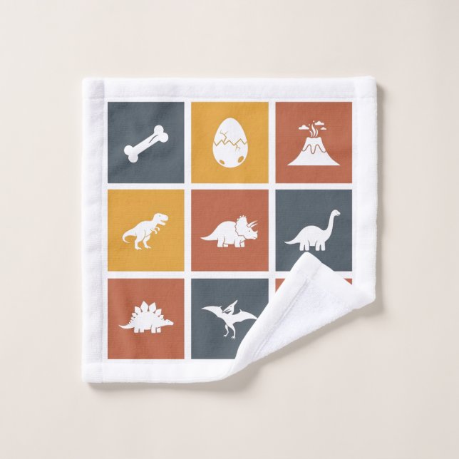 Modern Dinosaur Icon Grid Wash Cloth (Wash Cloth)