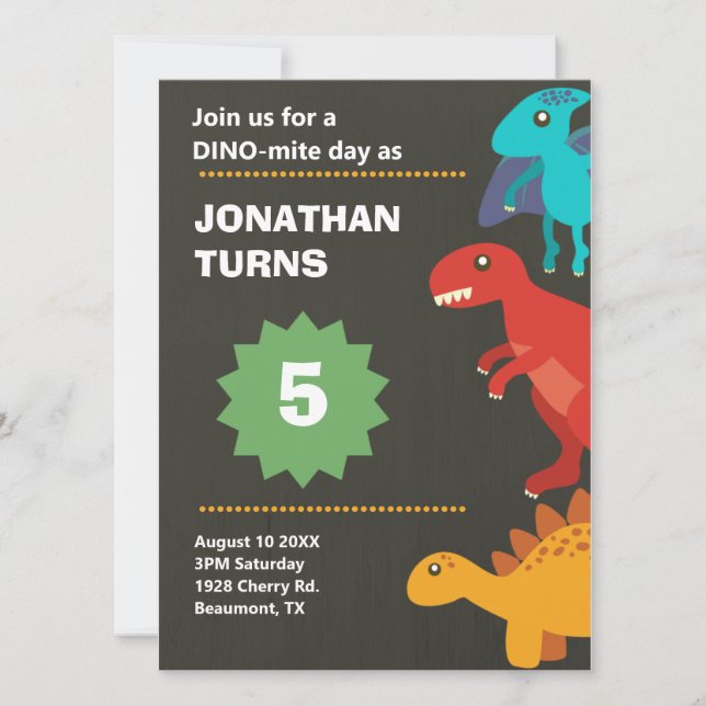 Modern dinosaur kids birthday (Front)