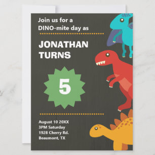 Modern dinosaur kids birthday invitation