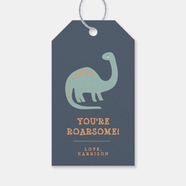 Modern Dinosaur Kids Personalised Gift Tag (Front)